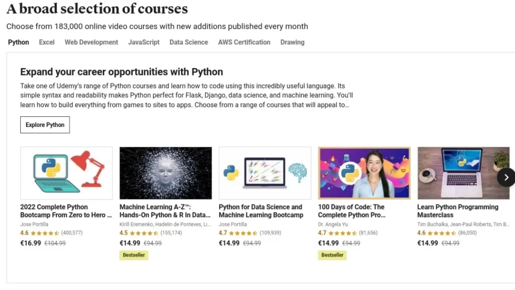 udemy course price