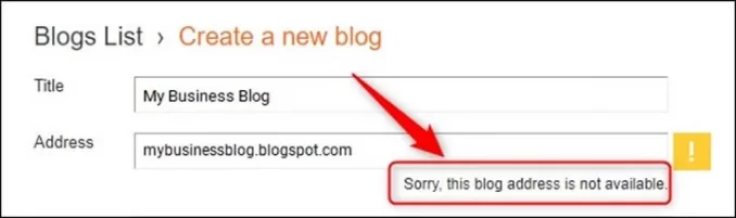 choose a unique blogger blog address