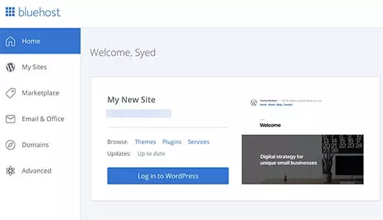 login to wordpress from bluehost