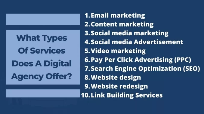 types of services digital marketing agency offers